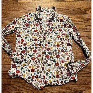 il gufo | Girls Long Sleeve Button Down Floral Fall Autumn Scenery Sz 8